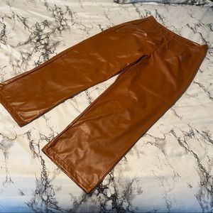 SHEIN Brown high waisted pleather pants